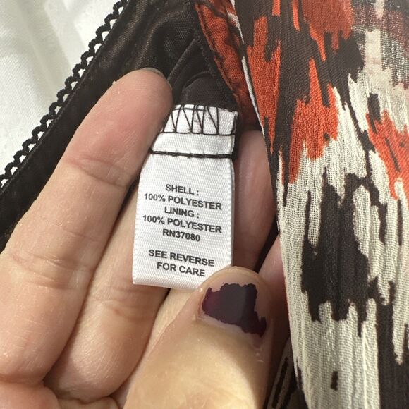 Cato Orange Brown Artsy Flowy Elastic Waist Pull On Skirt Womens Size M Fall - Picture 6 of 9